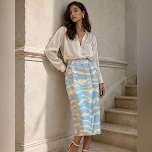 HANAE MORI Vintage Silk Midi Skirt